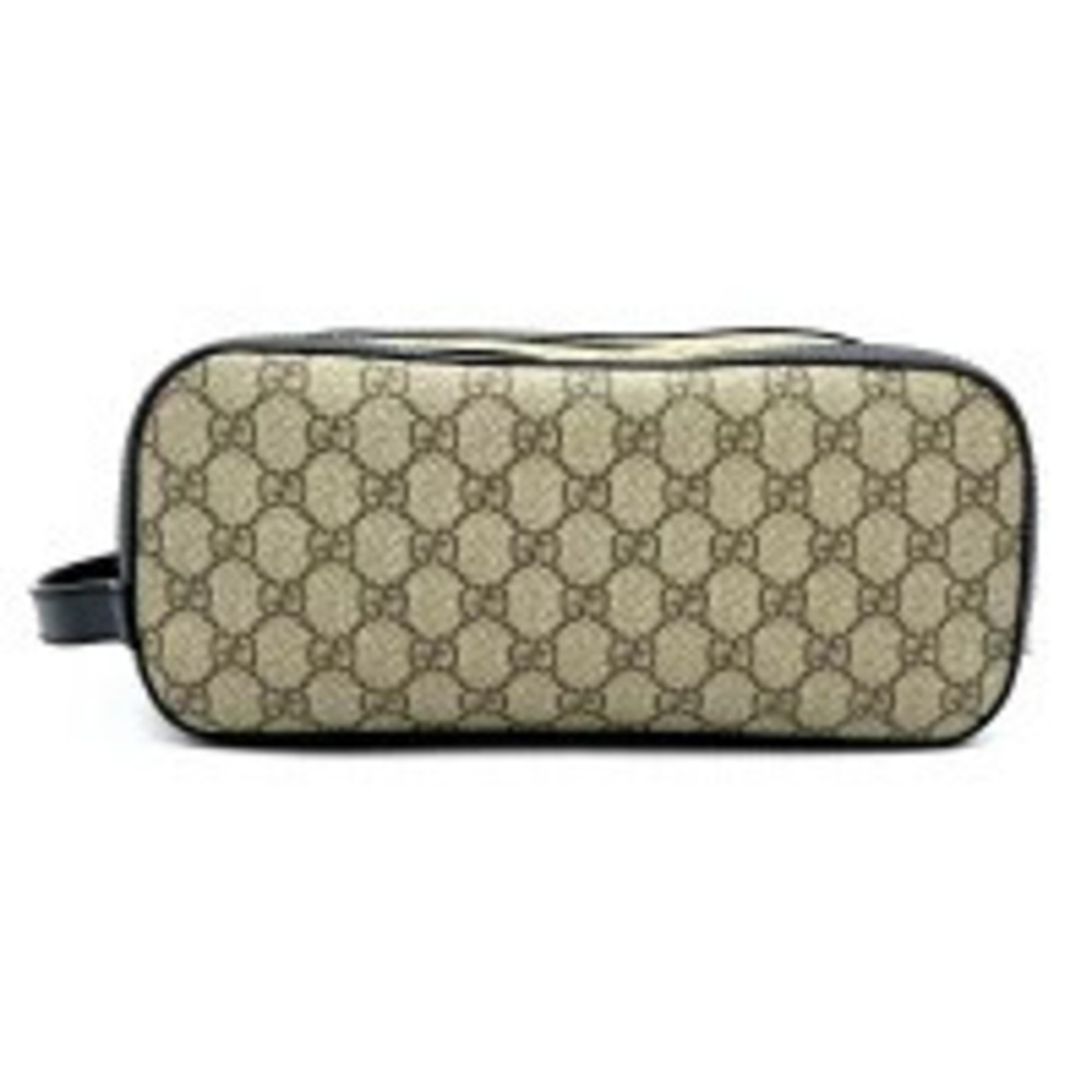 Gucci Beige Shoulder GG Bag Clutch Leather Canvas Supreme Tan